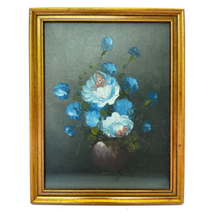 'Blue Flowers' Original Signed Oil on Canvas Painting