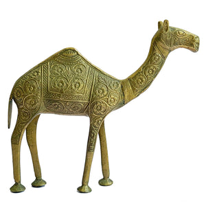 Set of Three Large Brass Camels