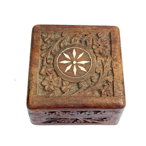 Hand-Carved Wooden Trinket Box