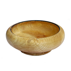 Shallow Round Wooden Pedestal Bowl