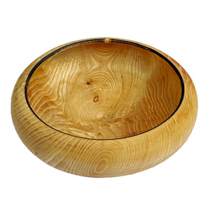 Shallow Round Wooden Pedestal Bowl