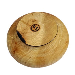 Shallow Round Wooden Pedestal Bowl