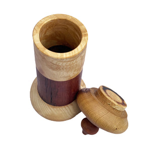Tall Wooden Vessel With Lid