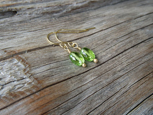 14k Gold Peridot Drop Earrings
