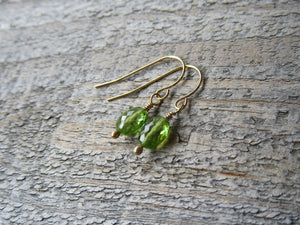 14k Gold Peridot Drop Earrings