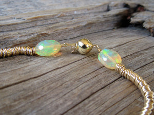 14k Gold Ripples Bracelet in Opal