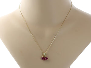 18k Gold Ruby Cluster Pendant