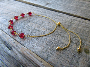 Adjustable Ruby Bracelet in 14k Gold