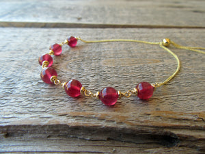 Adjustable Ruby Bracelet in 14k Gold