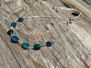 Faceted Black Opal Adjustable Bracelet