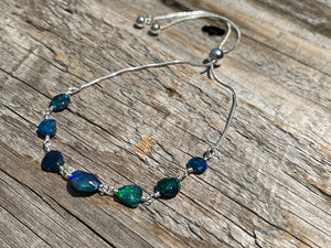 Faceted Black Opal Adjustable Bracelet