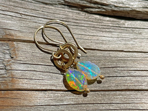Crystal Opal Earrings in 14k Gold