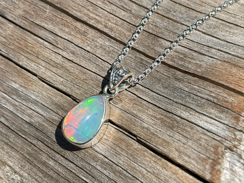 Crystal Opal Teardrop Pendant