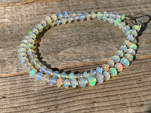 Ethiopian Opal Bead Necklace in Silver