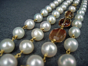 Pearl & Oregon Sunstone Necklace in 18k Gold