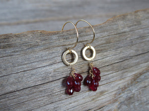 Ruby Cluster Earrings in 14k Gold