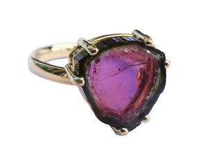 Watermelon Tourmaline Ring in 18k Gold