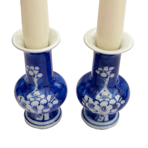 Blue and White Floral Candlesticks