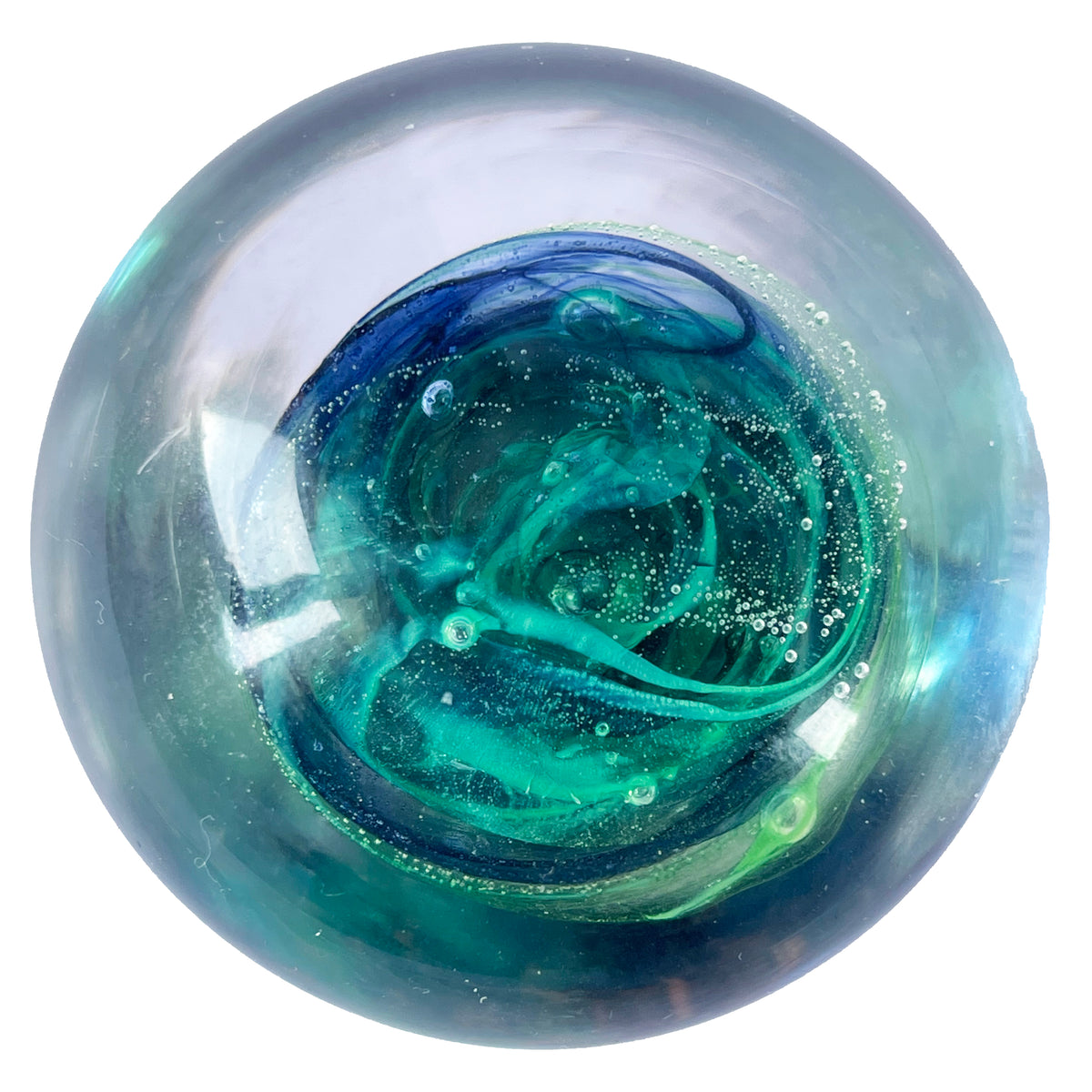 Blue and Green Art Glass Mushroom