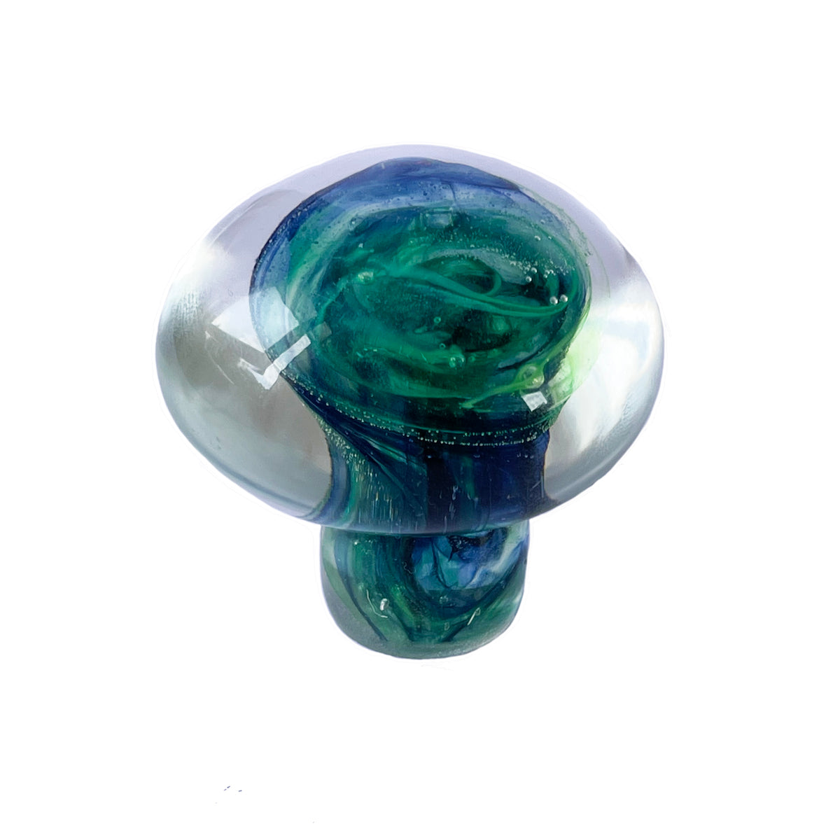 Blue and Green Art Glass Mushroom