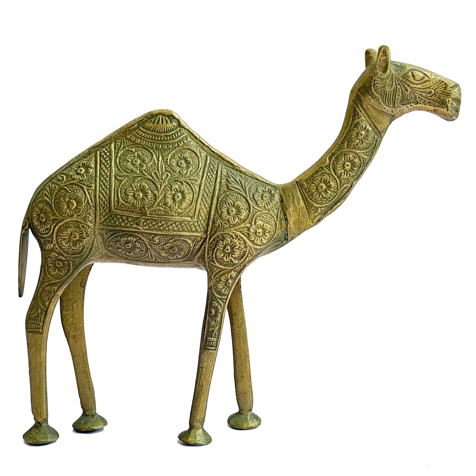 Set of Three Large Brass Camels