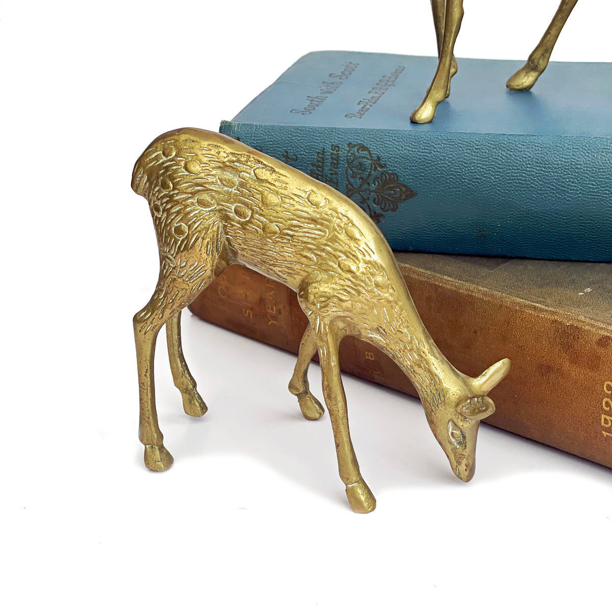 Vintage Brass Deer Pair
