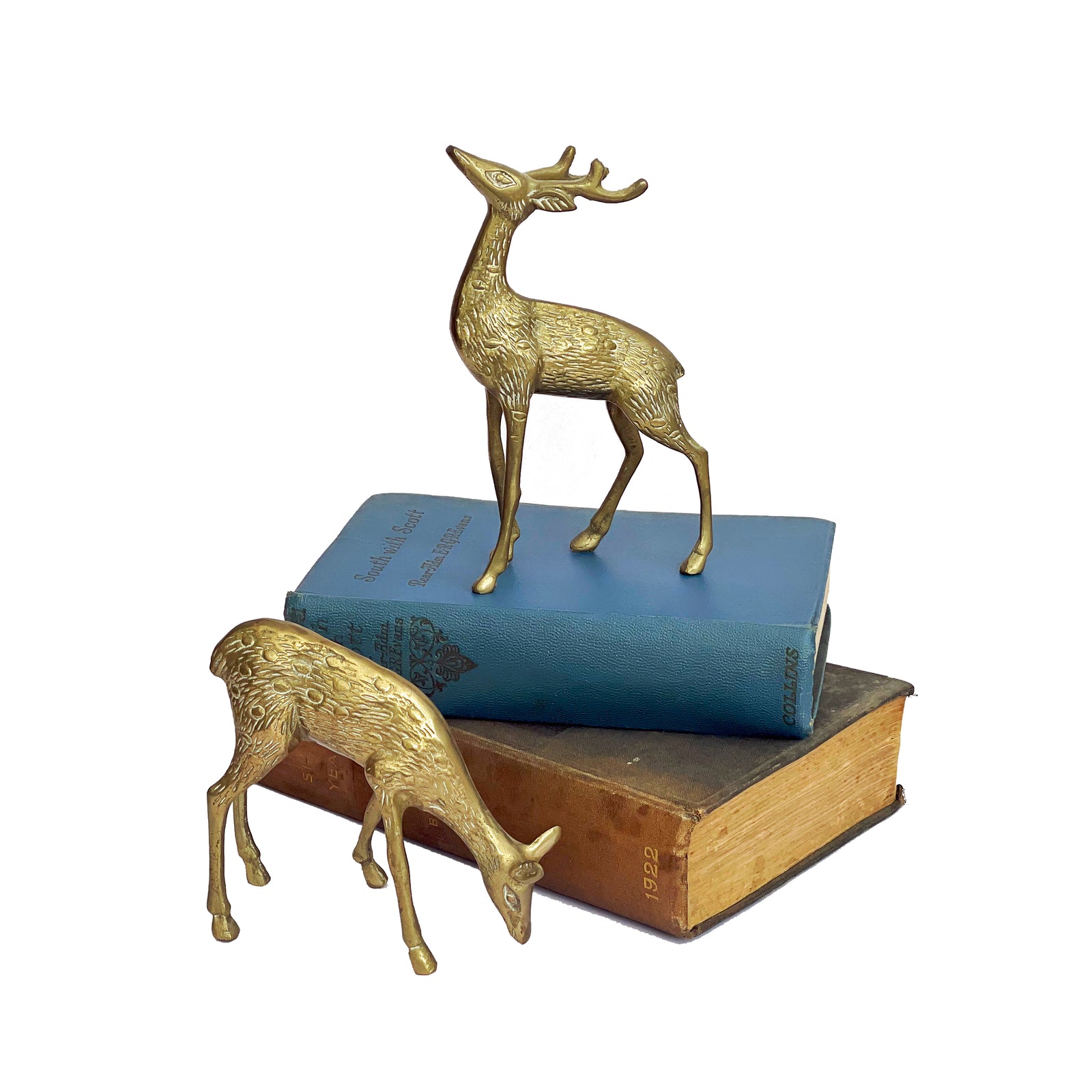 Vintage Brass Deer Pair