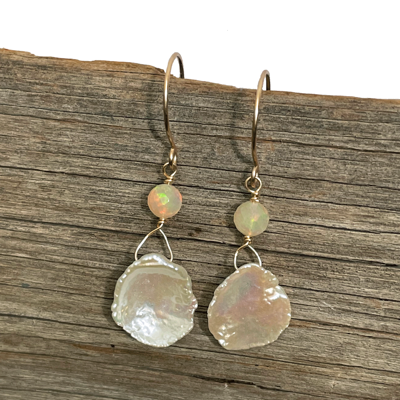 Keishi Pearl and Opal Earrings