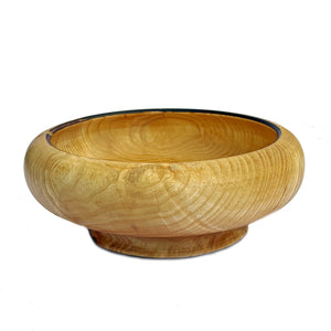 Shallow Round Wooden Pedestal Bowl