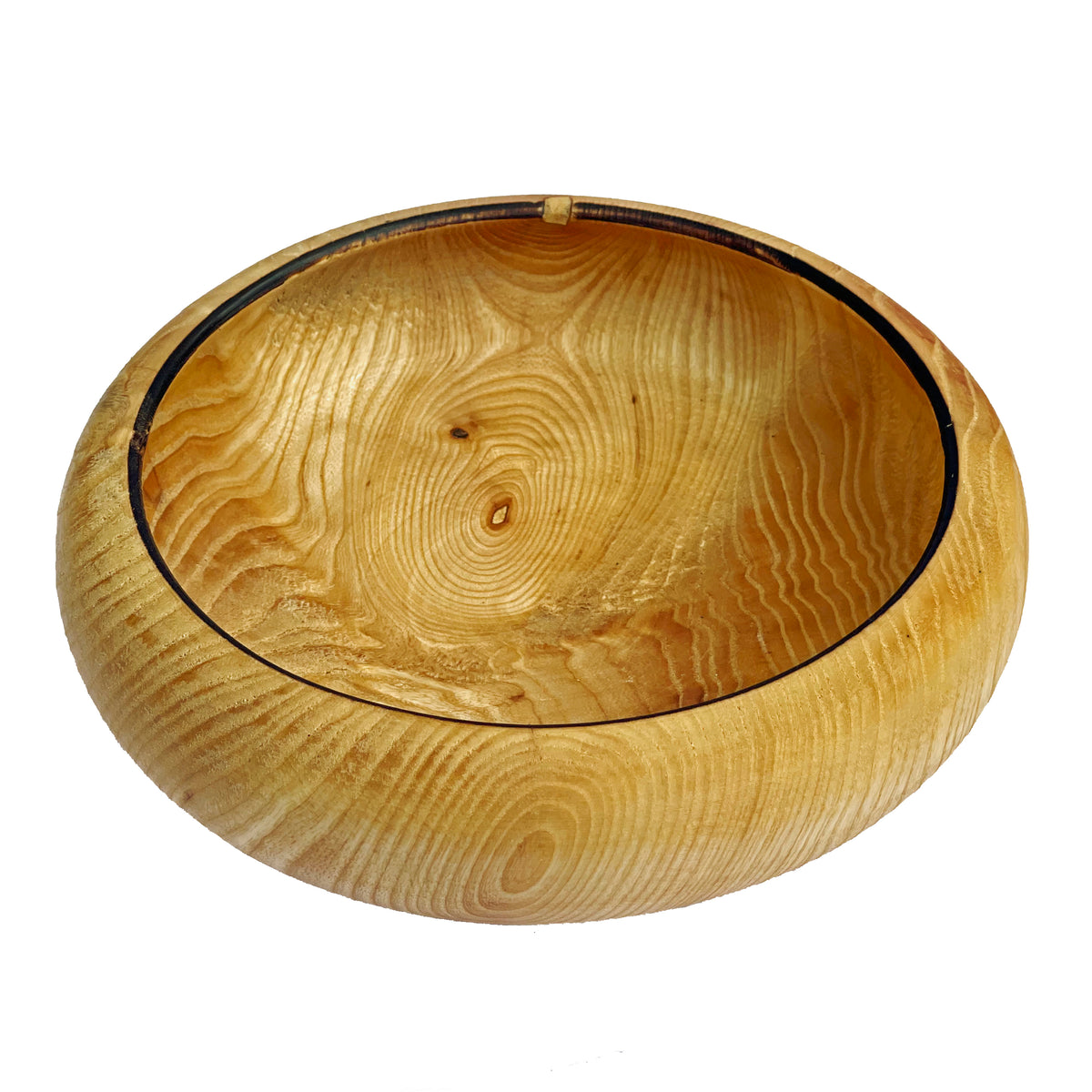 Shallow Round Wooden Pedestal Bowl