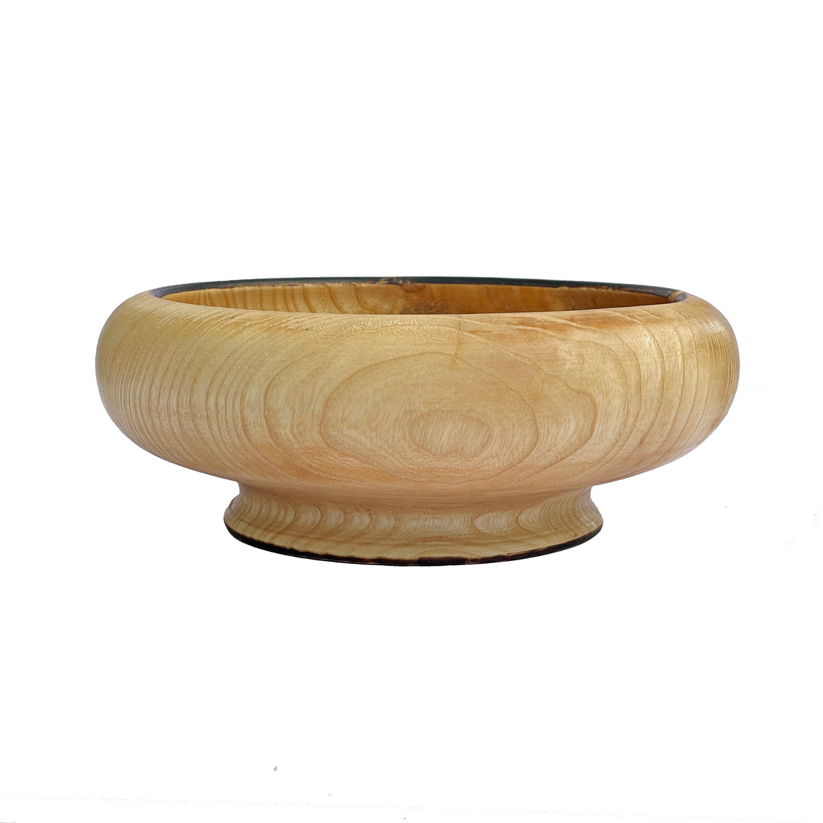 Shallow Round Wooden Pedestal Bowl