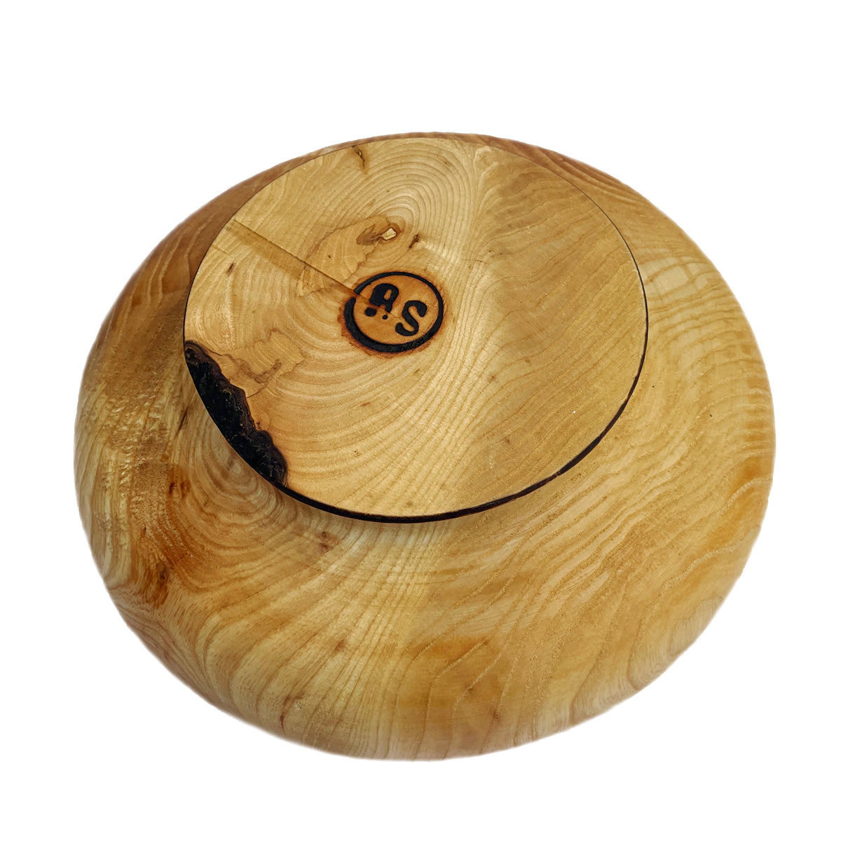 Shallow Round Wooden Pedestal Bowl