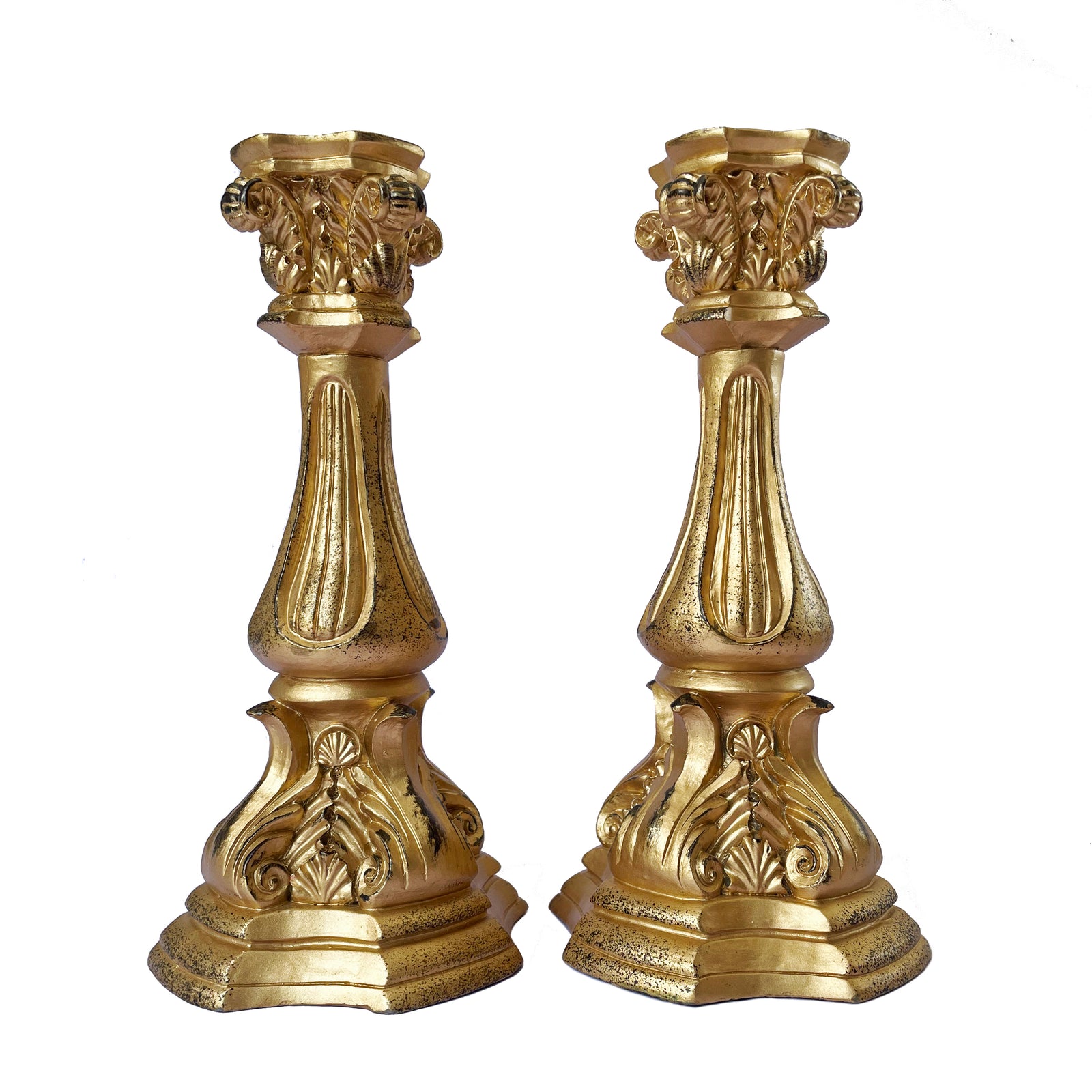 Pair of Ornate Gilt Candlesticks