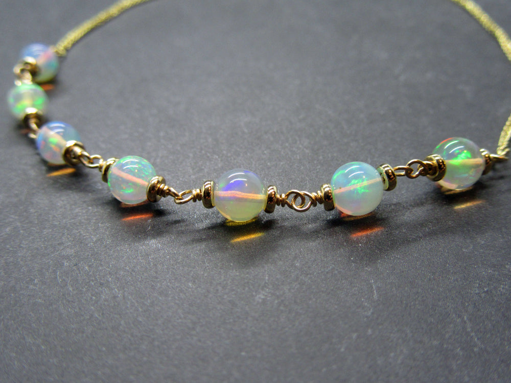 14k Gold Adjustable Opal Bracelet
