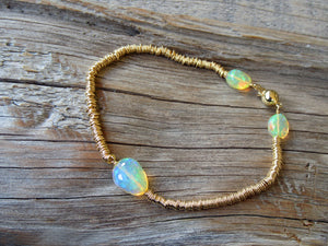 14k Gold Ripples Bracelet in Opal