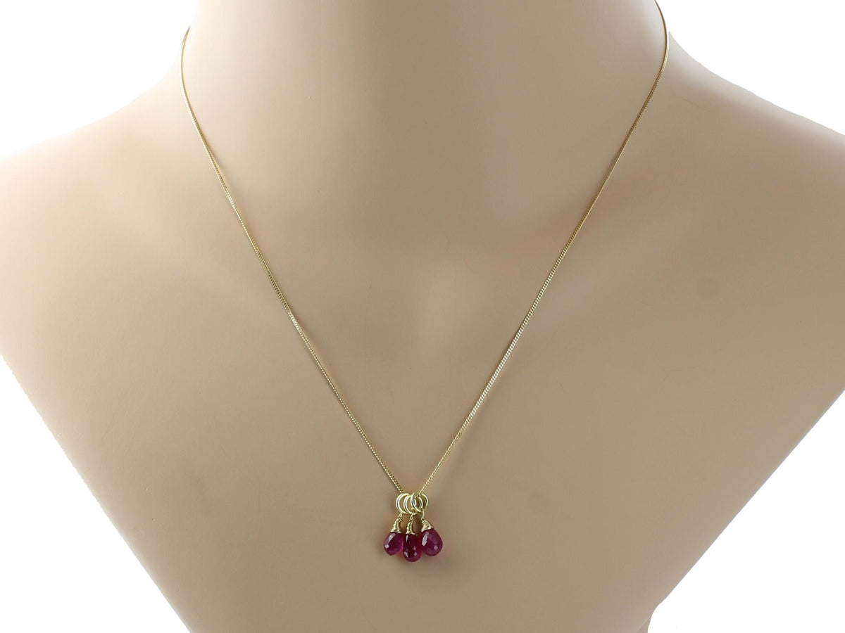 18k Gold Ruby Cluster Pendant