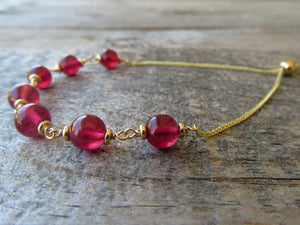 Adjustable Ruby Bracelet in 14k Gold
