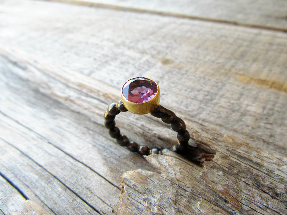 Amethyst Black and Gold Ring