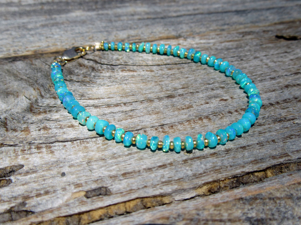 RESERVED - Blue Opal Bracelet in Gold Vermeil