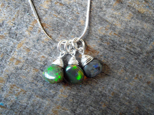 Black Opal Cluster Necklace