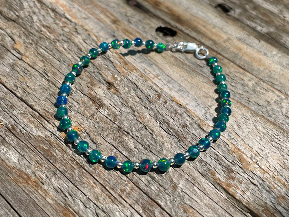 Black Opal Bracelet in Sterling Silver