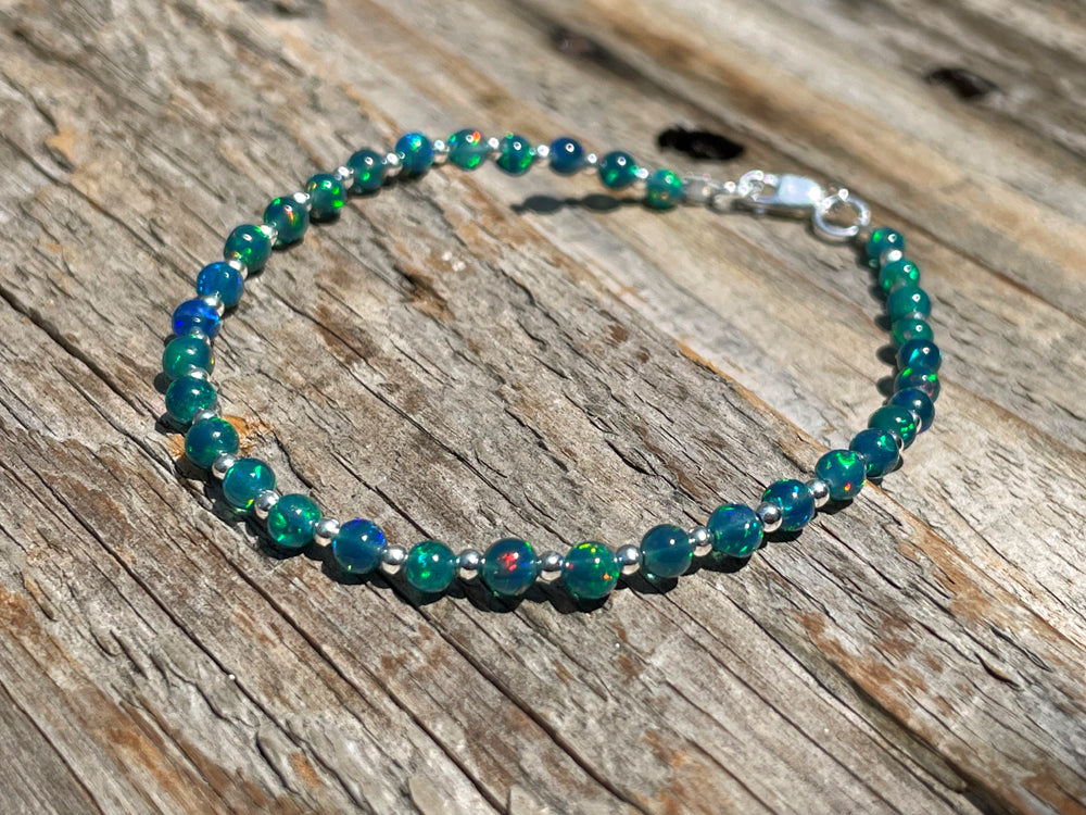 Black Opal Bracelet in Sterling Silver