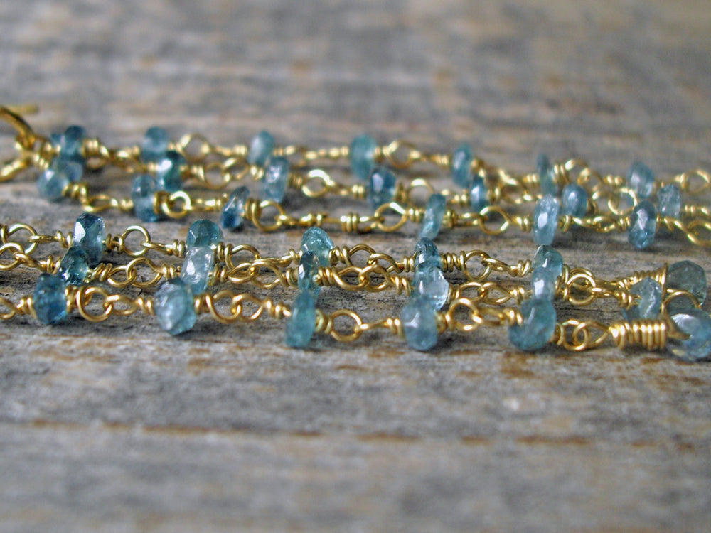 18k Gold Cascade Earrings in Blue Tourmaline