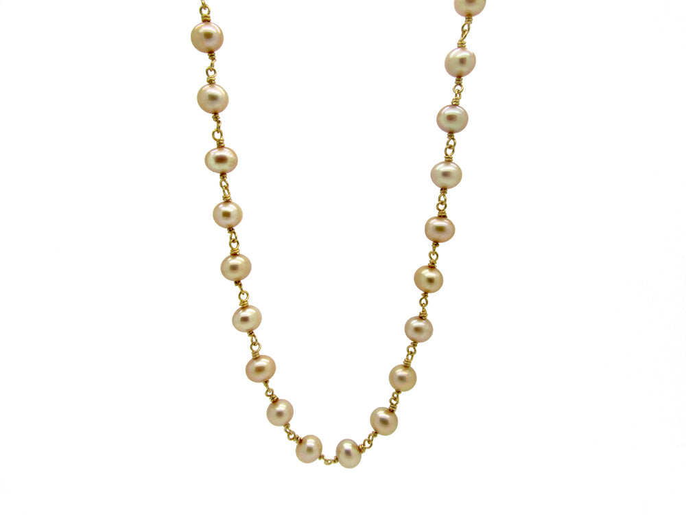 Long Champagne Pearl Necklace