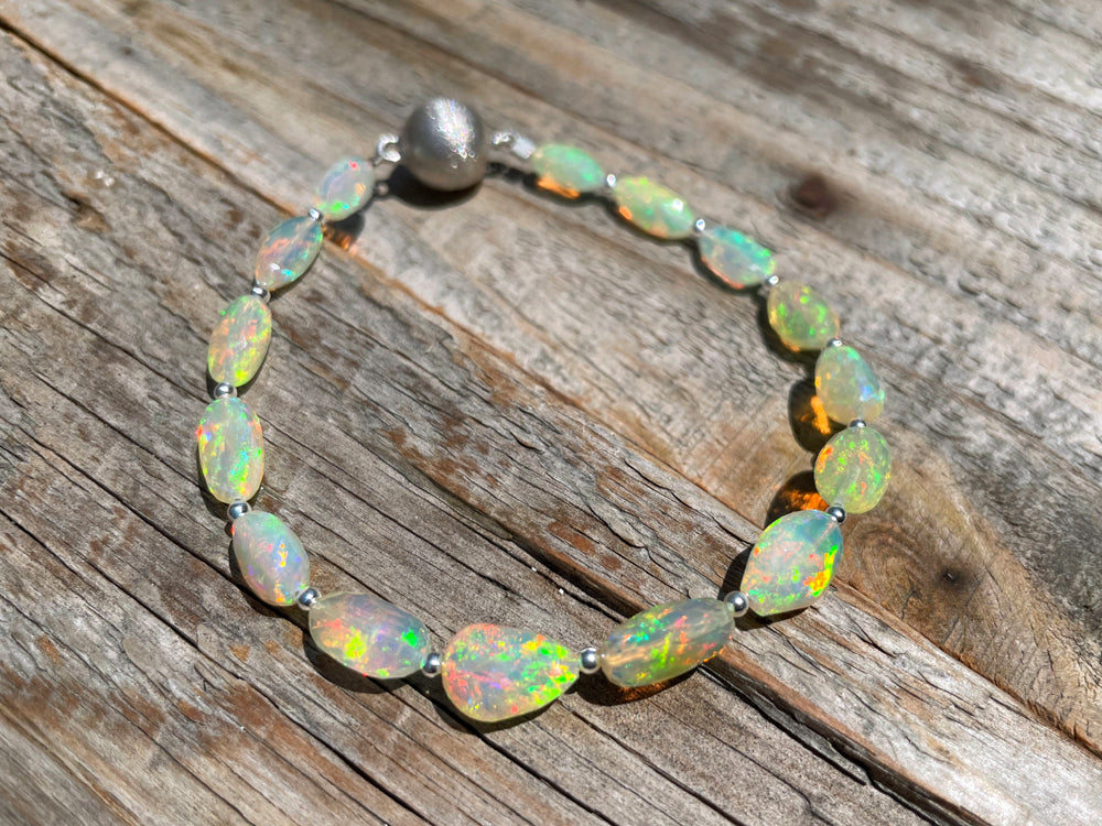 Chunky Opal Bracelet in Sterling Silver