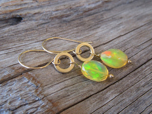 Fire Opal Earrings in 14k Gold