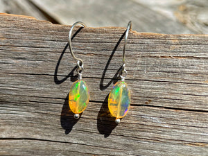 Fire Opal Earrings in Sterling Silver
