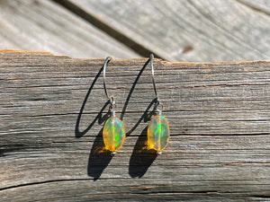 Fire Opal Earrings in Sterling Silver