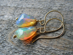 Faceted Fire Opal earrings