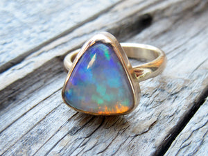 14k Gold Honeycomb Opal Ring